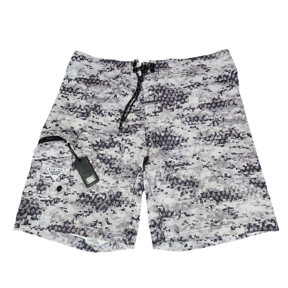 Columbia PFG Digital Camo Board Short sz 38 Men Ombre Gray Bottle Opener 10" 21"